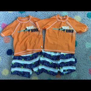 Wave rider bathing suit & rash guard size 3T